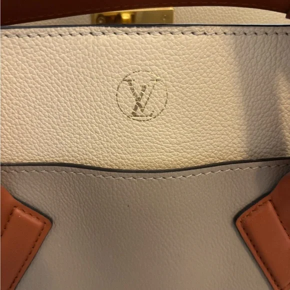 Louis Vuitton Tuffetage On My Side MM Cream and Tan Satchel - Picture 7 of 14